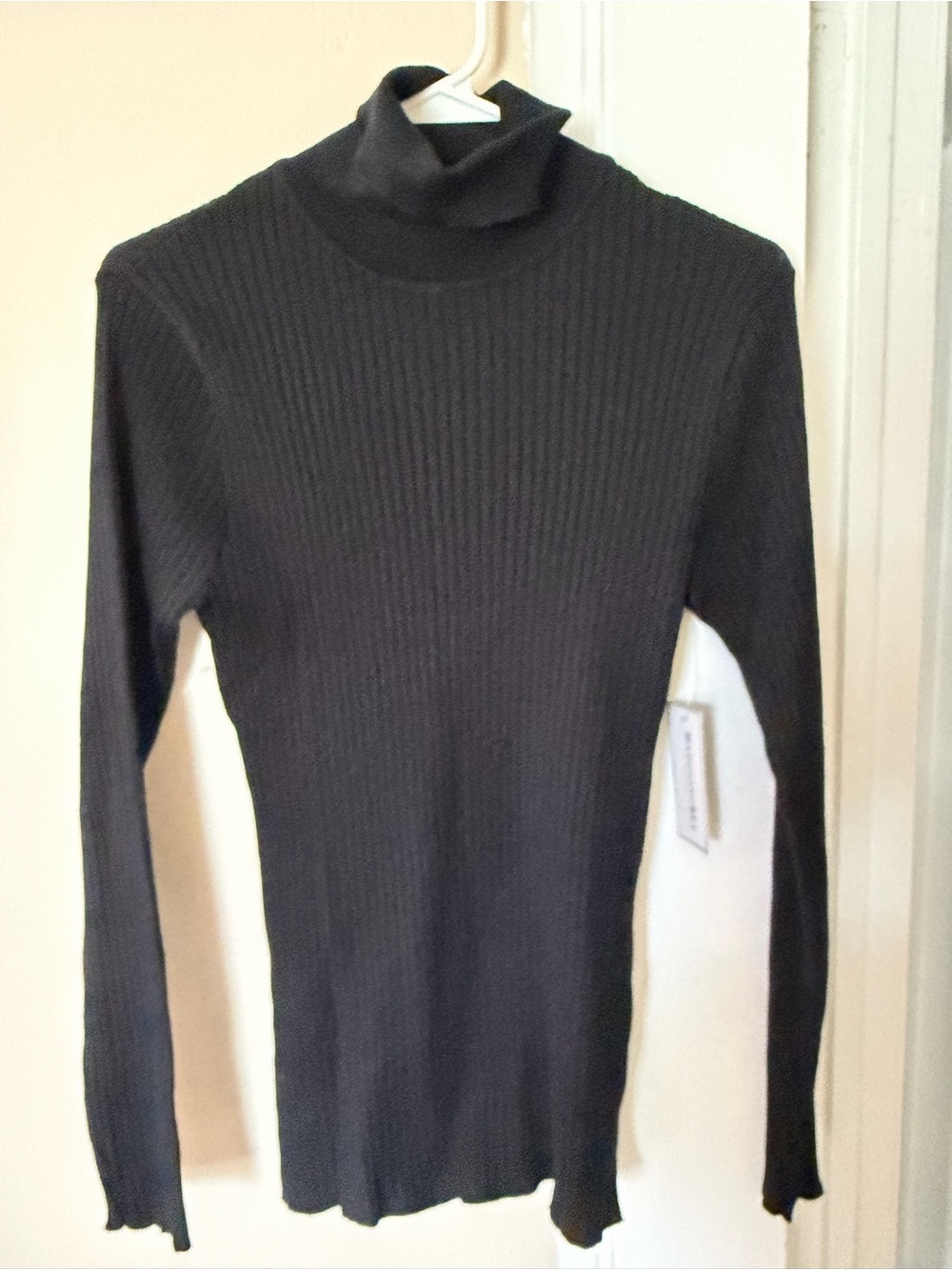 Classic Black Ribbed Turtleneck Sweater - Women's Lightweight Knit